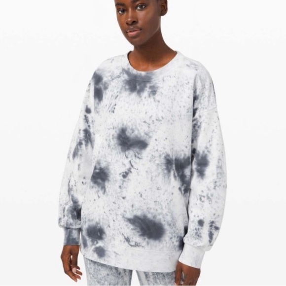 lululemon athletica Tops - Lululemon Perfectly Oversized Crew Tie Dye in Marble Dye Classic Navy Size 4
